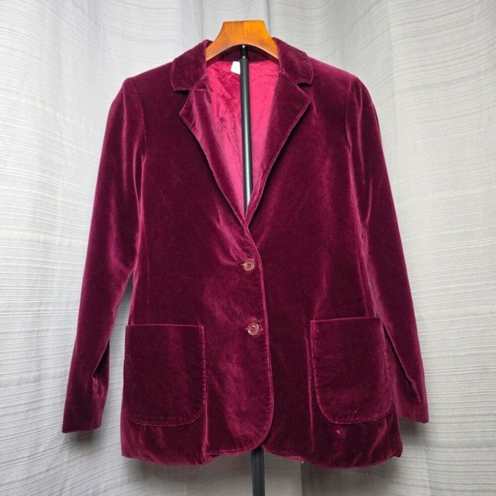 Vintage Burgandy Velvet Women's Blazer Size Small Costume Winter